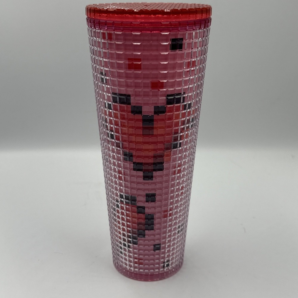 Starbucks 2025 Valentines Day Grid & Hearts 24 oz Cold Cup Tumbler NO Straw